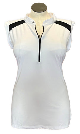 Lopez White & Black Sleeveless Top w/Mesh Panels Size 3X
