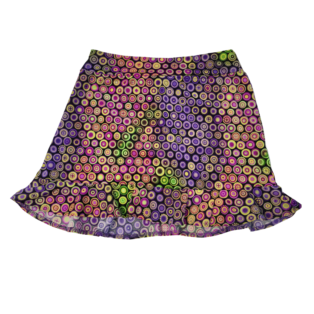 Tzu Tzu Multicolored Circle Print Ruffle Golf Skort Size M MSP$150