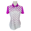 Puma Women's White & Magenta Diamond Print Golf Polo Size M MSP$60-3