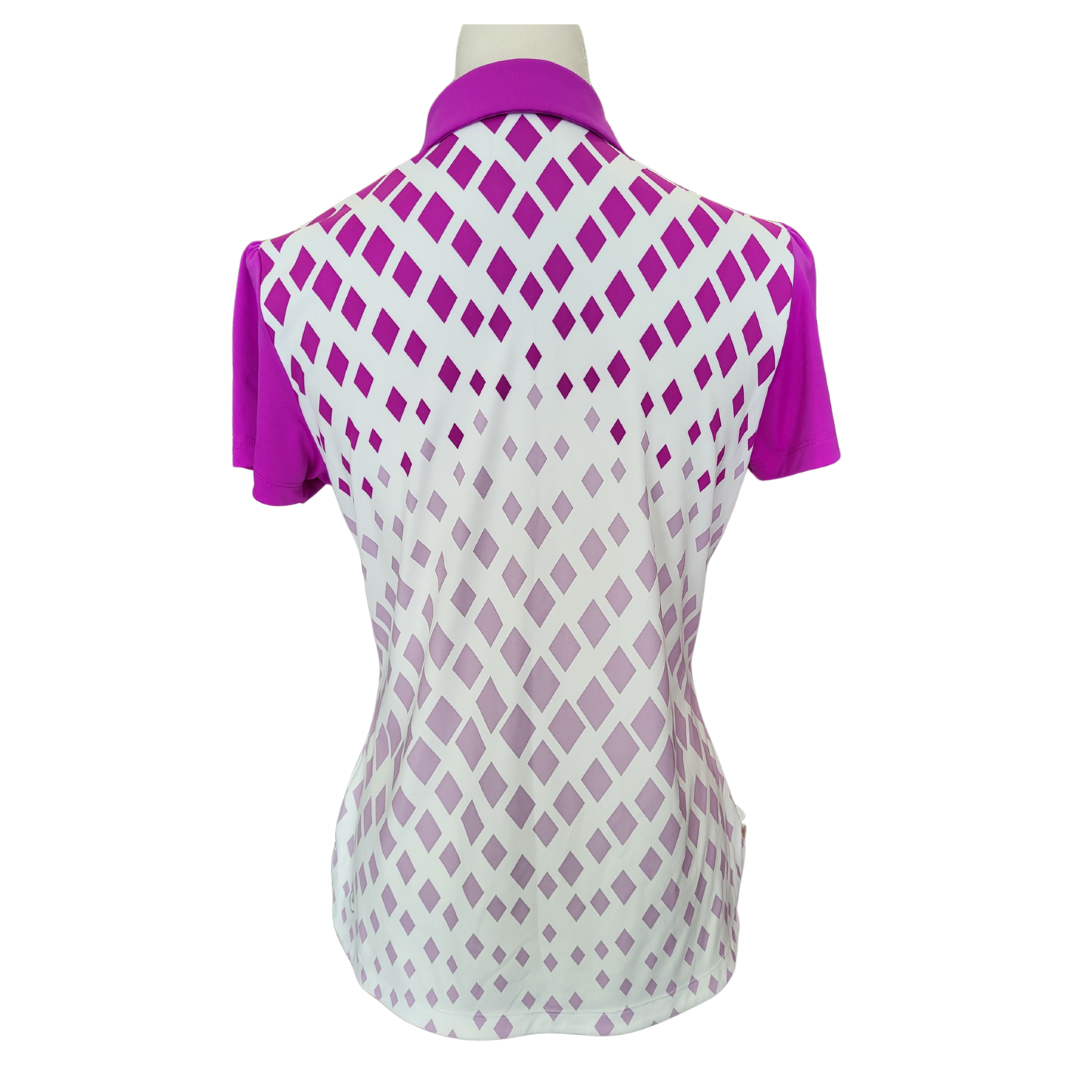 Puma Women's White & Magenta Diamond Print Golf Polo Size M MSP$60
