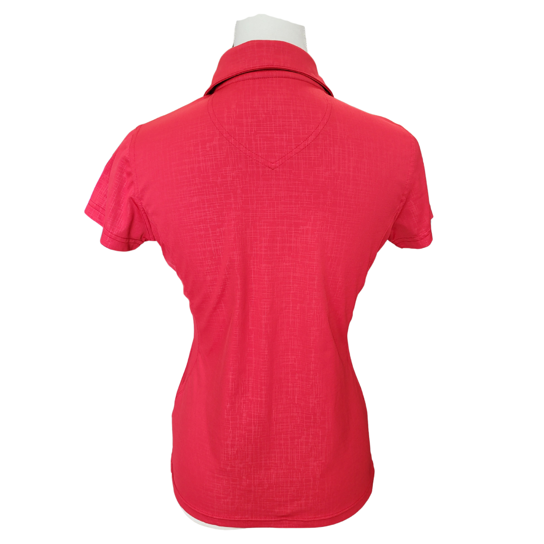 Oxford Golf Red Crosshatch Print Golf Polo Size S