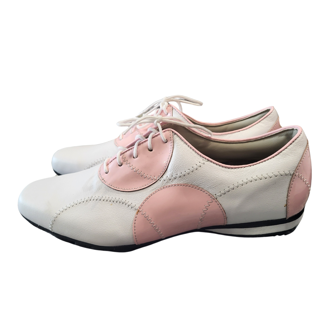 New Footjoy Pink & White Leather Women's LoPro Golf Shoes Size 10M - 0