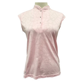 Daily Sport Light Pink Animal Print Texture Mandarin Collar Cap Sleeve Top Size S