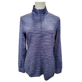 Women's Greg Norman Navy Heather 1/4 Zip Mock Long Sleeve Pullover Size M MSP$79