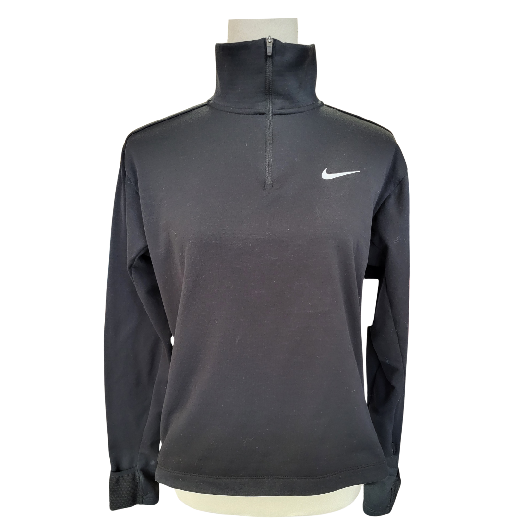 Women's Nike Black Zip Mock Long Sleeve Thermal Running Pullover Size M MSP$85