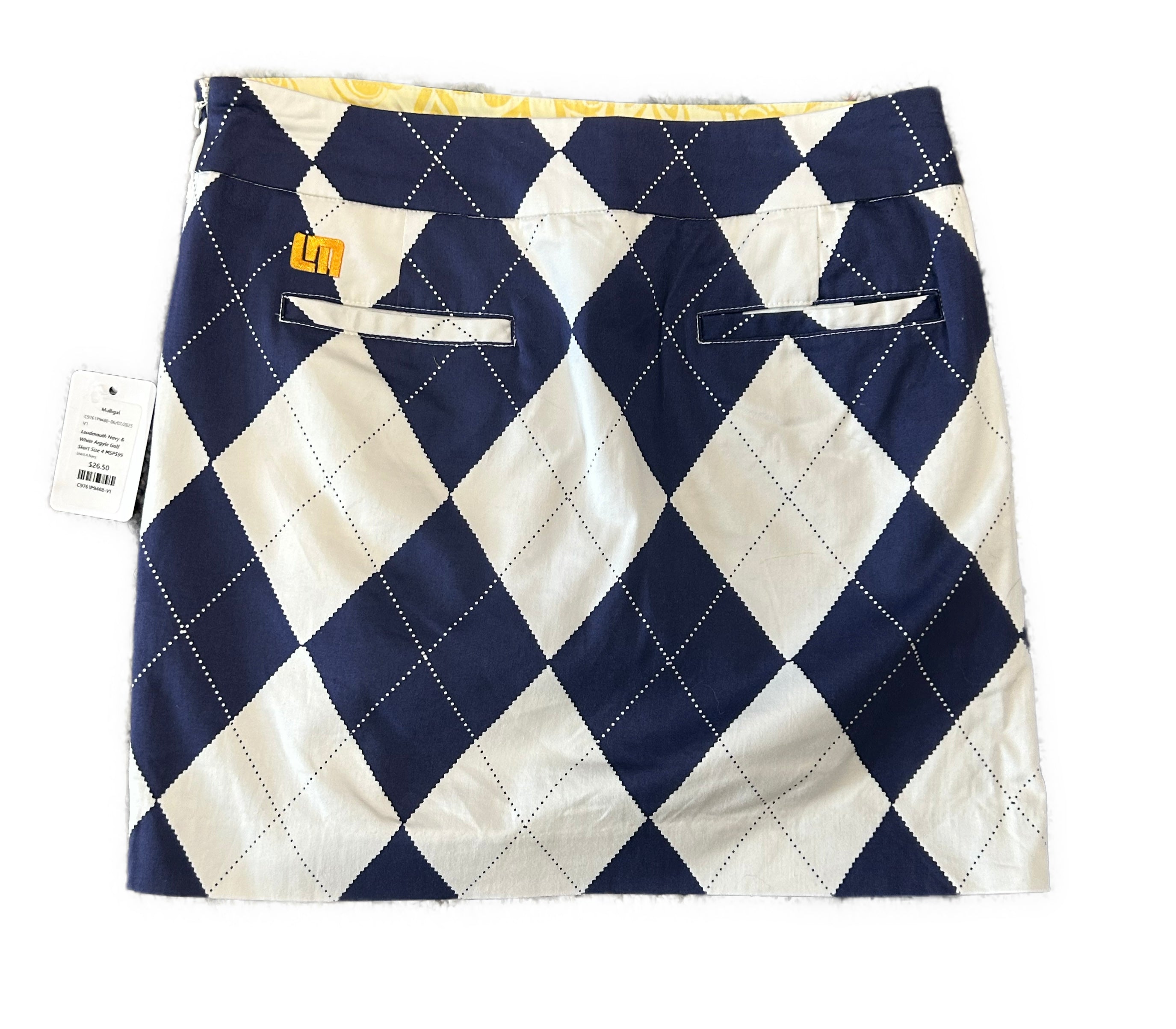 Loudmouth Navy & White Argyle Golf Skort Size 4 MSP$99 - 0