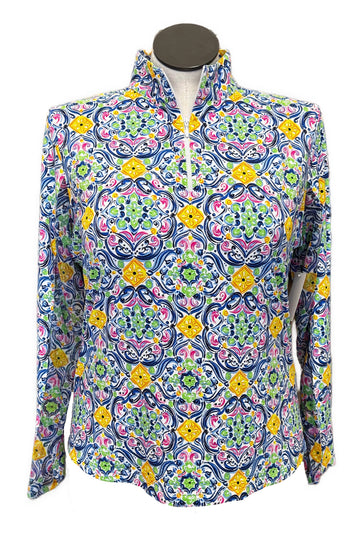 Ibkul Blue Multicolored Women's Pullover Size XL MSP$91