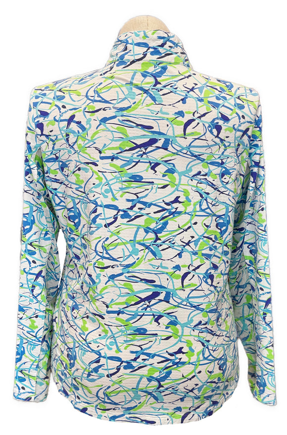 Ibkul Blue & Green Patterned Women's Pullover Size XL MSP$91