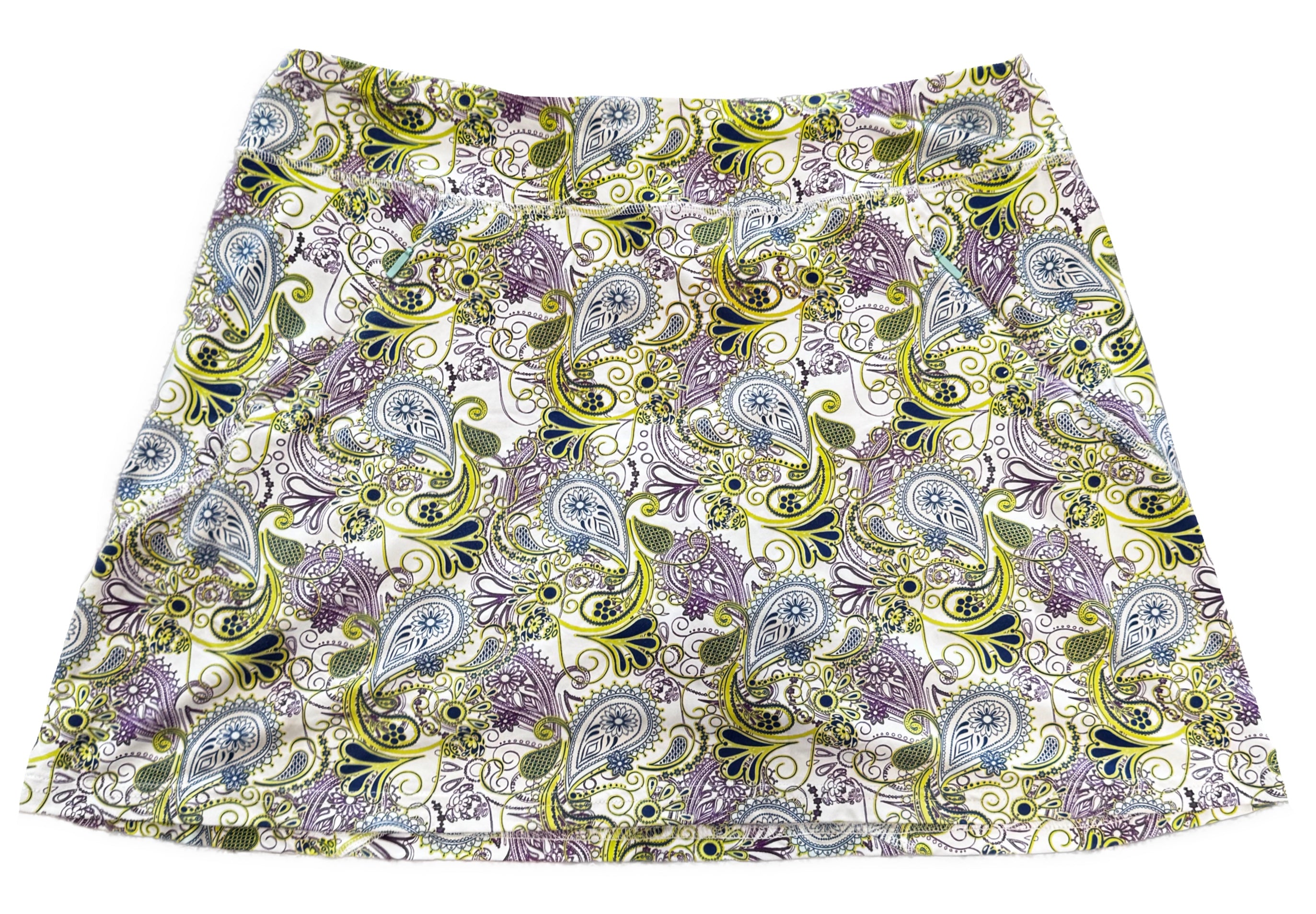 Title Nine Purple, Yellow & Blue Paisley Patterned Women's Golf Skort Size L