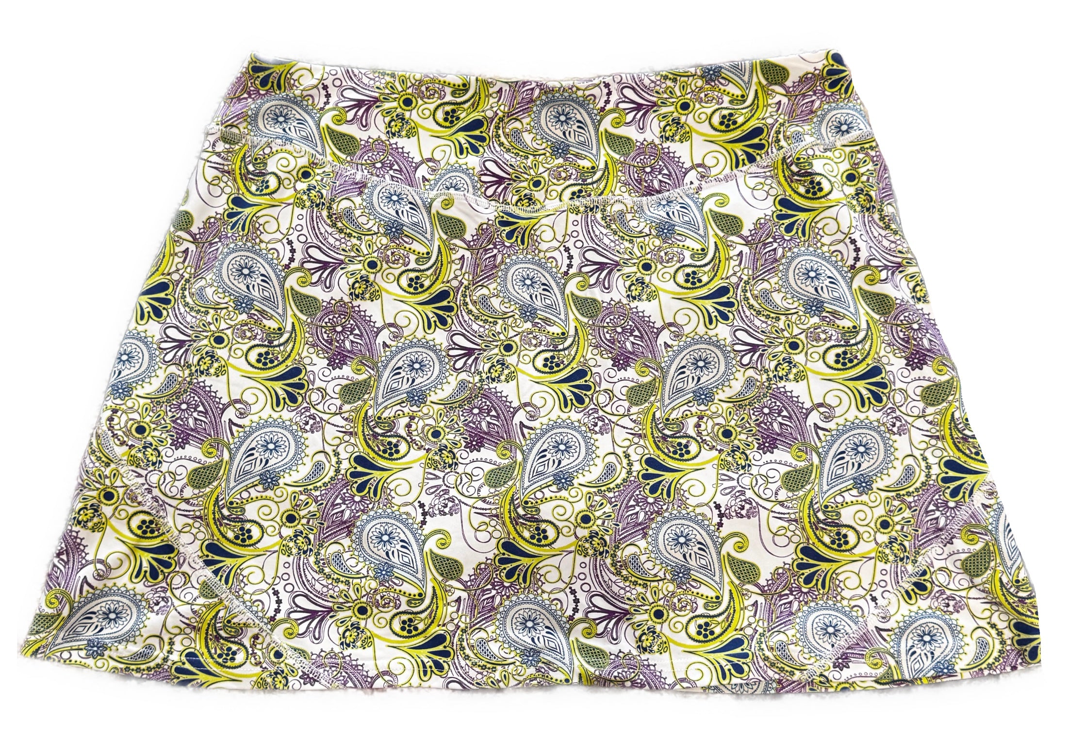 Title Nine Purple, Yellow & Blue Paisley Patterned Women's Golf Skort Size L - 0