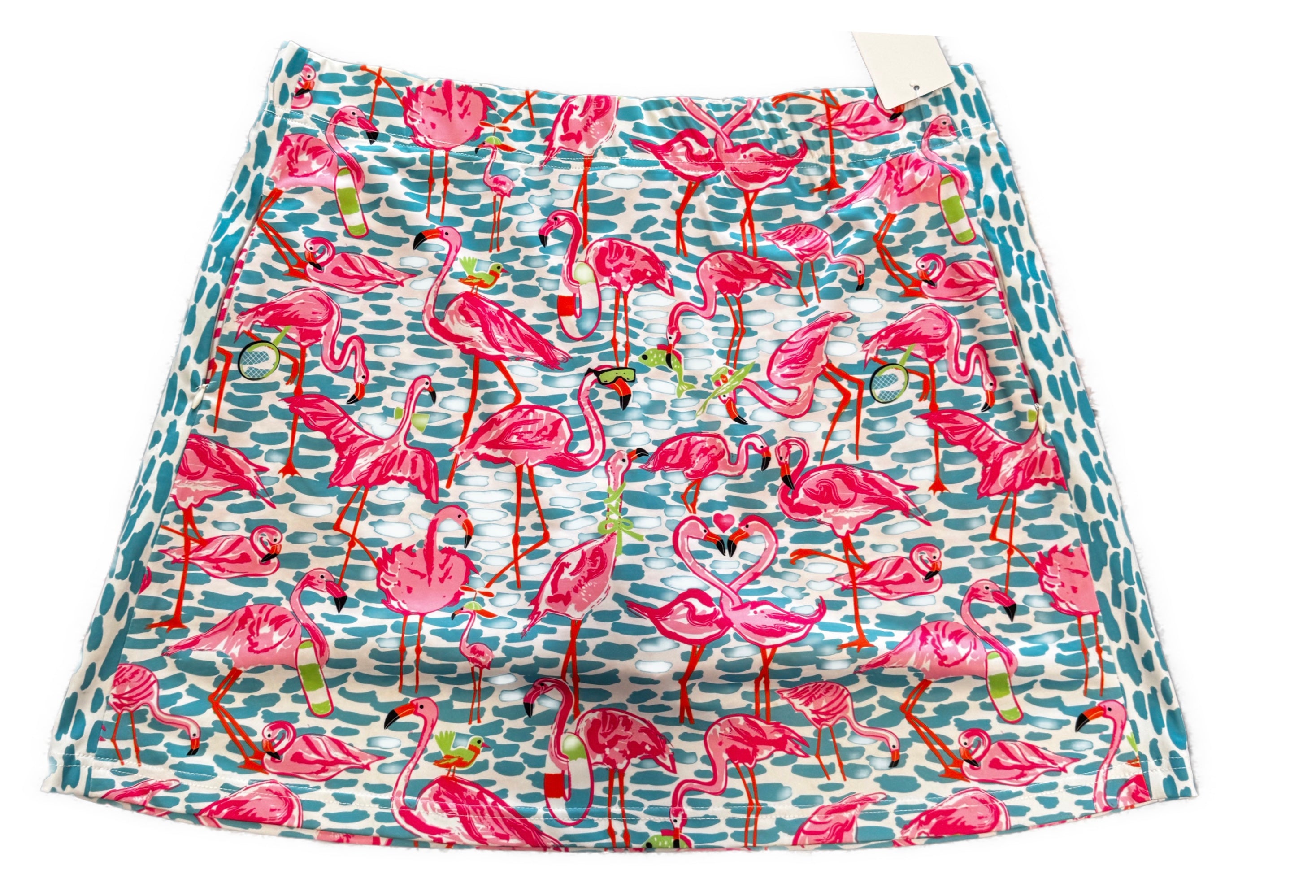 Gretchen Scott Blue Flamingo Pattern Women's Golf Skort Size XL