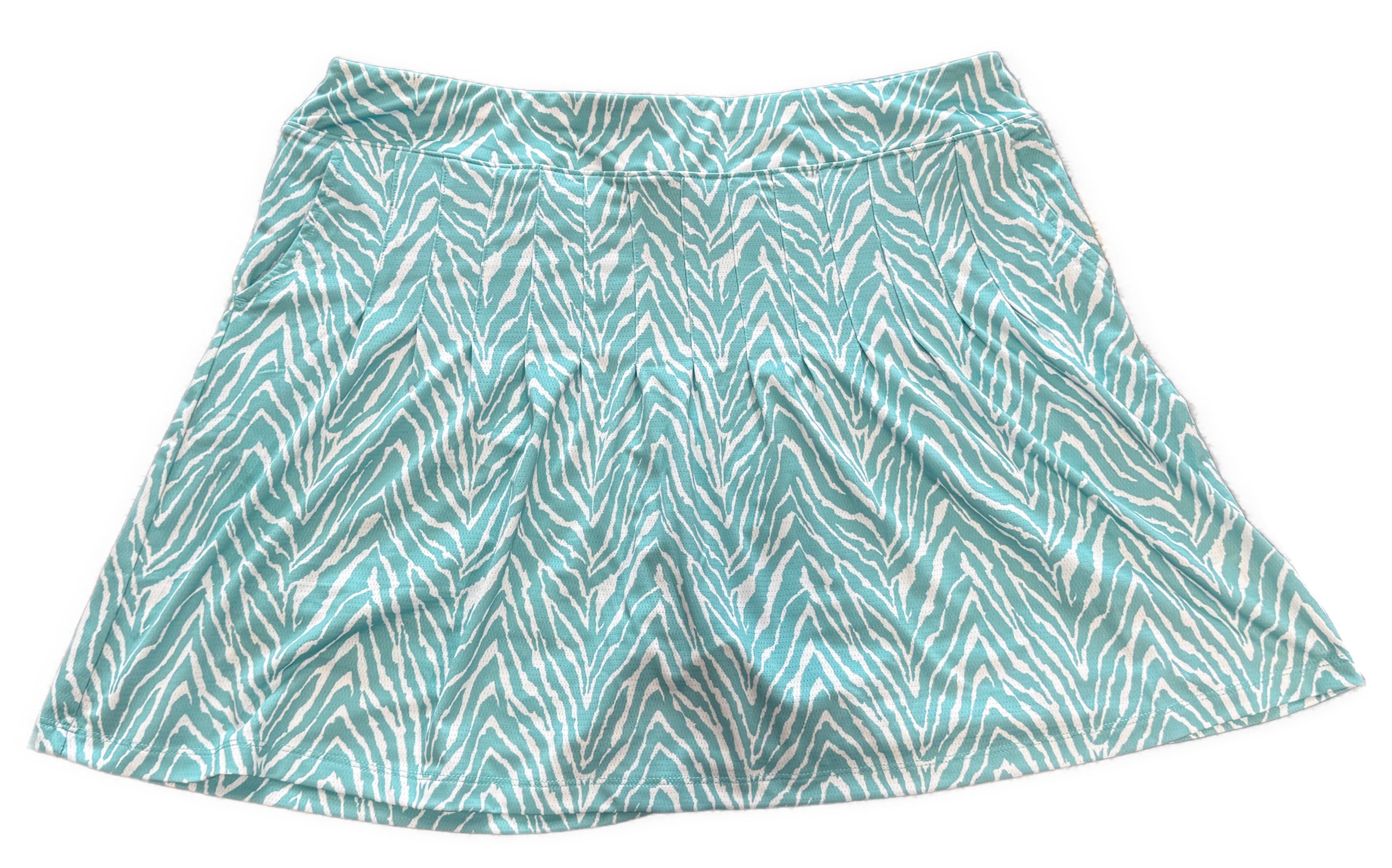 Sport Haley Teal & White Pleated Animal Patterned Women's Golf Skort Size L