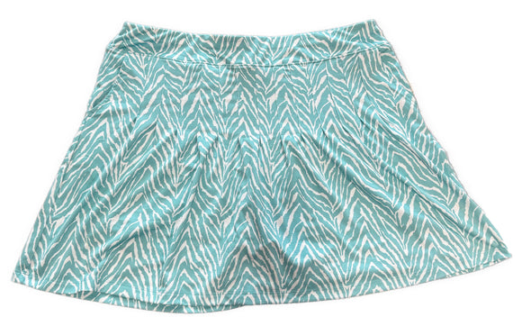 Sport Haley Teal & White Pleated Animal Patterned Women's Golf Skort Size L