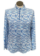 Ibkul Blue Watercolor Pattern Women's Pullover Size XL MSP $91-1