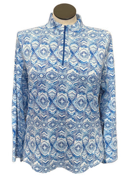 Ibkul Blue Watercolor Pattern Women's Pullover Size XL MSP $91