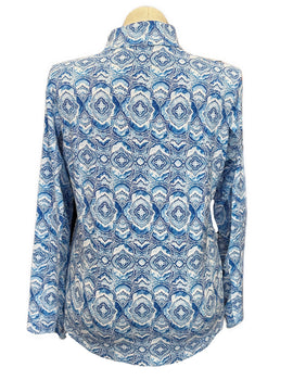 Ibkul Blue Watercolor Pattern Women's Pullover Size XL MSP $91 - 0