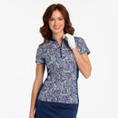 New EP NY Cap Sleeve Paisley Print Mandarin Golf Polo Size M MSP$84-1