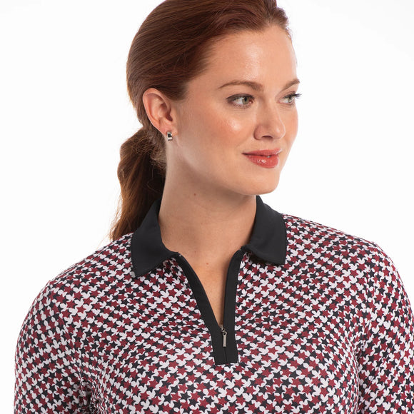 New EP NY Long Sleeve Stars Houndstooth Golf Sunshirt Size M MSP$97
