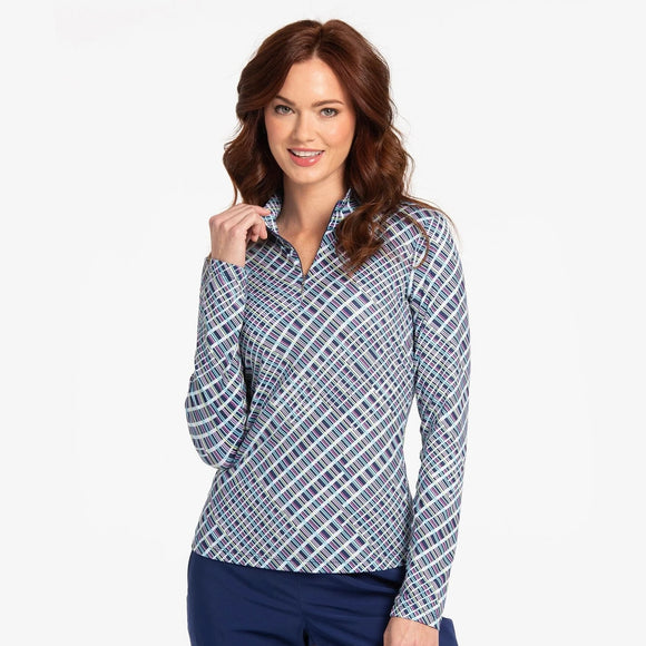 New EP NY Longsleeve Multi Plaid Print Sunshirt - Inky Multi Size M MSP$97