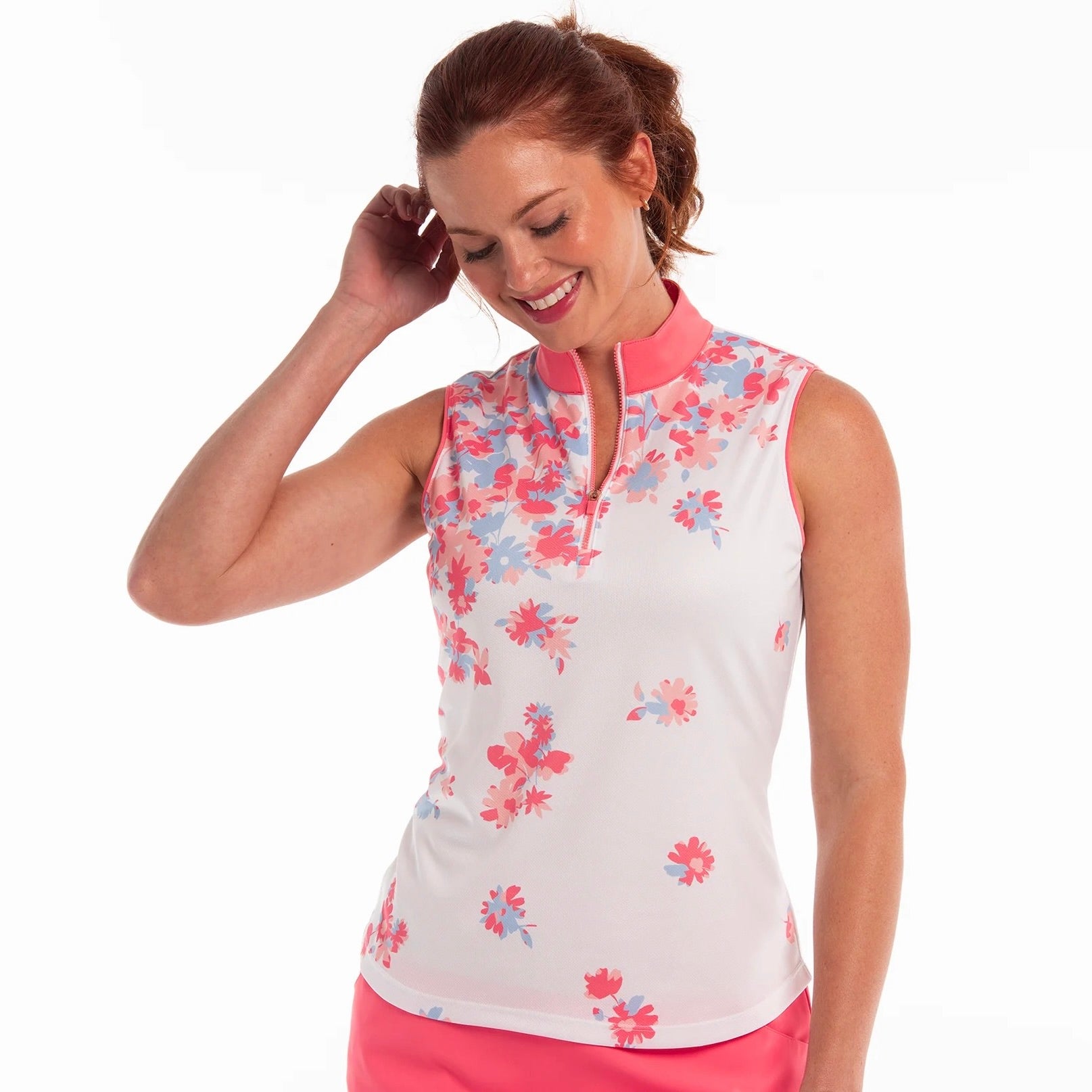 New EP NY Sleeveless Shadow Floral Print Golf Polo Size M MSP$84