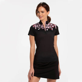 New EP NY Cap Sleeve Zip Mock Golf Polo w/ Geo Print Size M MSP$84 - 0