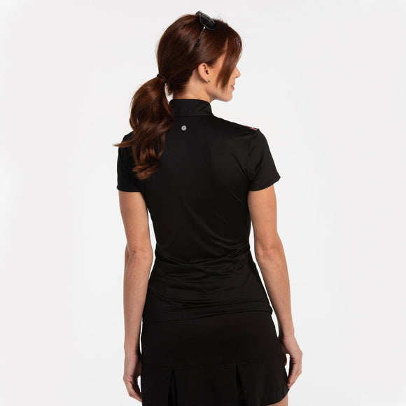 New EP NY Cap Sleeve Zip Mock Golf Polo w/ Geo Print Size M MSP$84