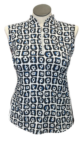 Tail Black & Blue Square Patterned Women's Sleeveless Golf Top Size XL