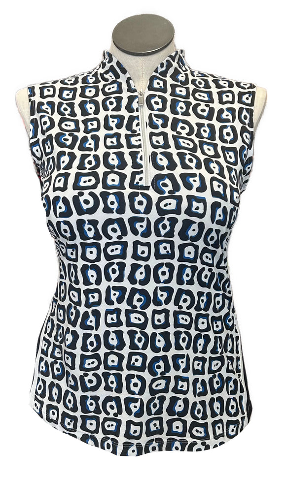 Tail Black & Blue Square Patterned Women's Sleeveless Golf Top Size XL