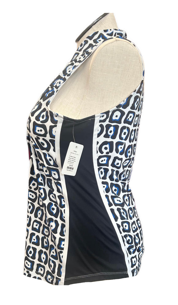 Tail Black & Blue Square Patterned Women's Sleeveless Golf Top Size XL