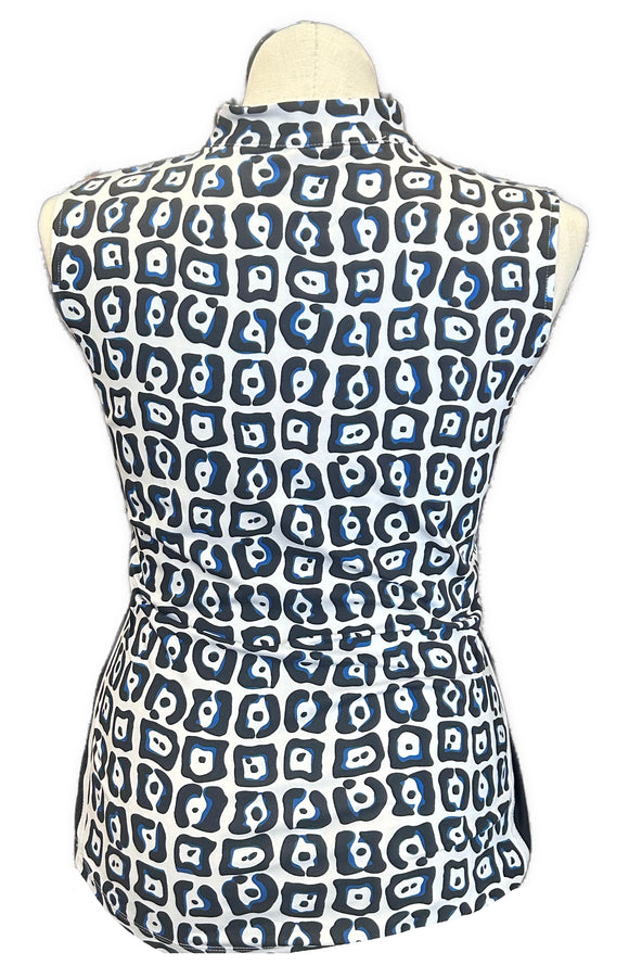 Tail Black & Blue Square Patterned Women's Sleeveless Golf Top Size XL