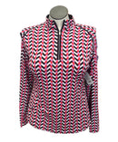 Tail Red, Black, Pink & White Chevron Patterned Women's Golf Pullover Size XL-1