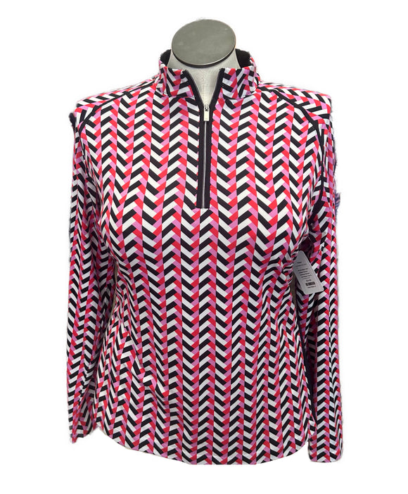 Tail Red, Black, Pink & White Chevron Patterned Women's Golf Pullover Size XL