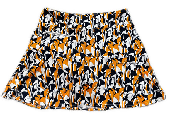 GGBlue Orange & Navy Patterned Pull-on Women's Golf Skort Size L