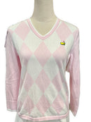 Magnolia Lane Pink & White Argyle Masters Sweater Size M. MSP$120-1