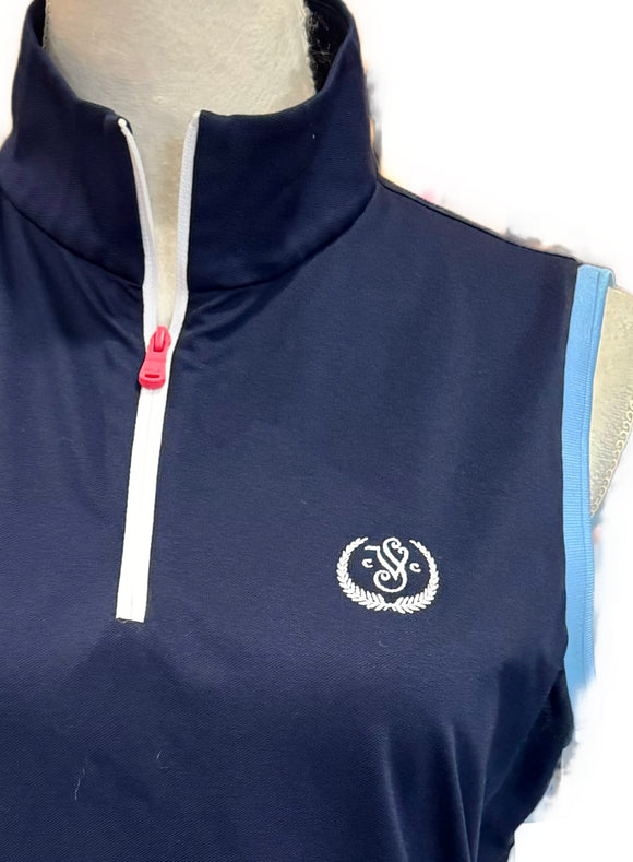 RLX Women's Navy Sleeveless Golf Polo w/ Contrast Trim & Logo Size L MSP$128