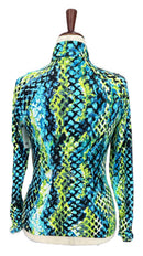 Tzu Tzu Women's Blue & Yellow Snakeskin Print Pullover Size S MSP$129-2