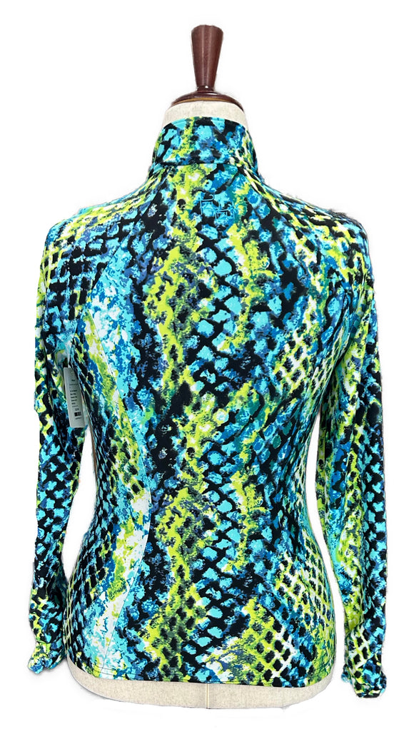 Tzu Tzu Women's Blue & Yellow Snakeskin Print Pullover Size S MSP$129
