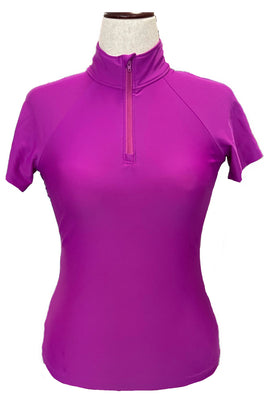 Tzu Tzu Lucy Short Sleeve Magenta Zip Golf Top Size S MSP$110