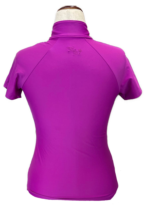 Tzu Tzu Lucy Short Sleeve Magenta Zip Golf Top Size S MSP$110
