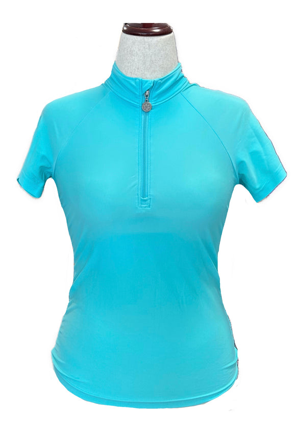 Tzu Tzu Women's Lucy Short Sleeve Zip Golf Top Size S MSP$110