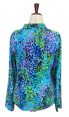 New Ibkul Women's Naomi Long Sleeve Print Zip Golf Sunshirt - Blue MSP$100 - 0