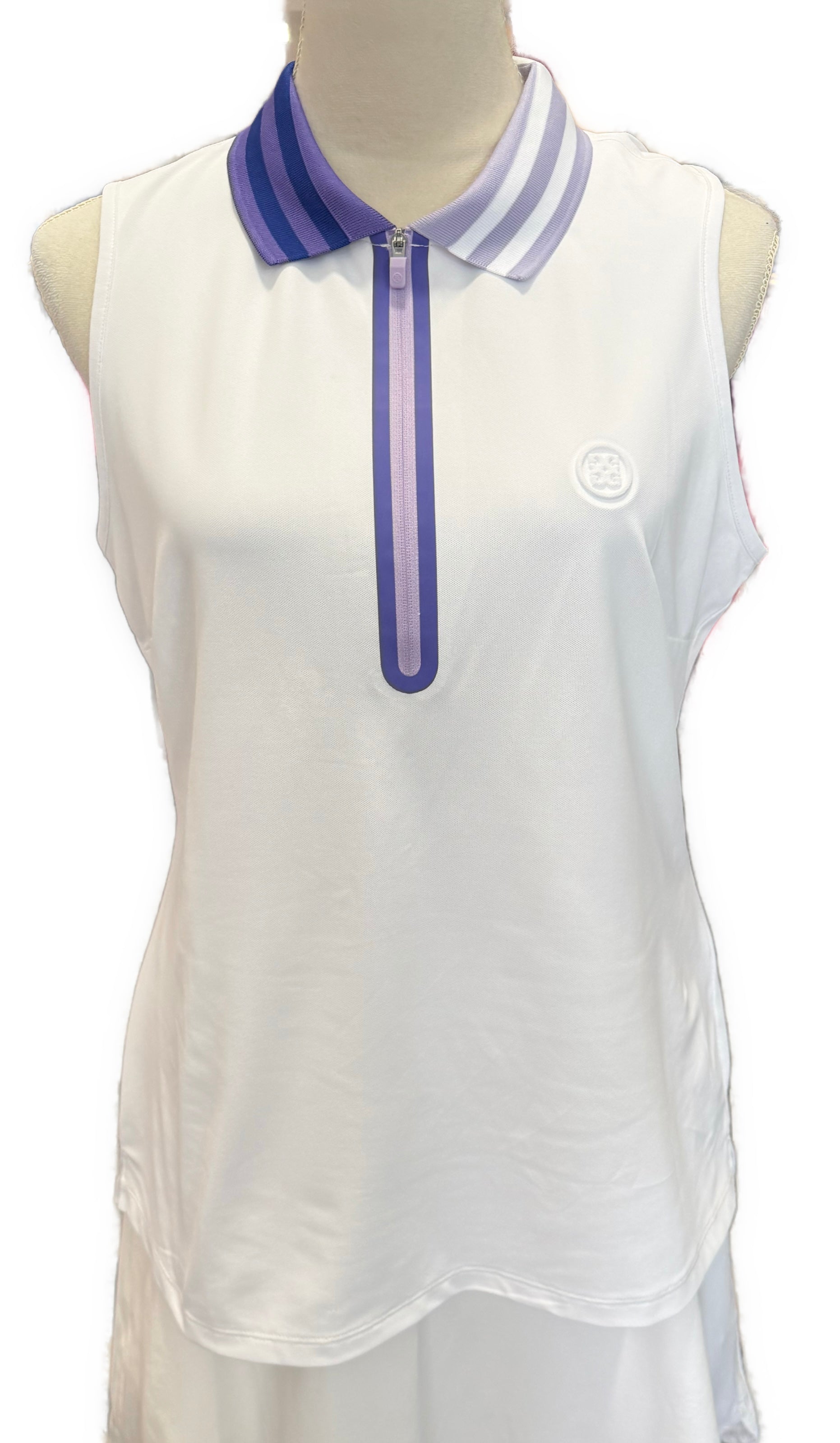 New G/Fore Women's Zip Tech Pique Sleeveless Golf Polo Size L MSP$110