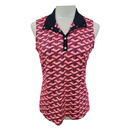 Tail Coral, Black & White Geometrical Stipple Print Sleeveless Mock Golf Top Size M MSP$90-2