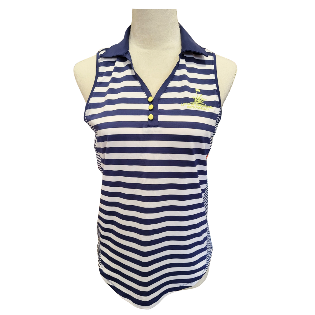 Kate Lord Navy & White Striped Sleeveless Top w/ Logo Size S