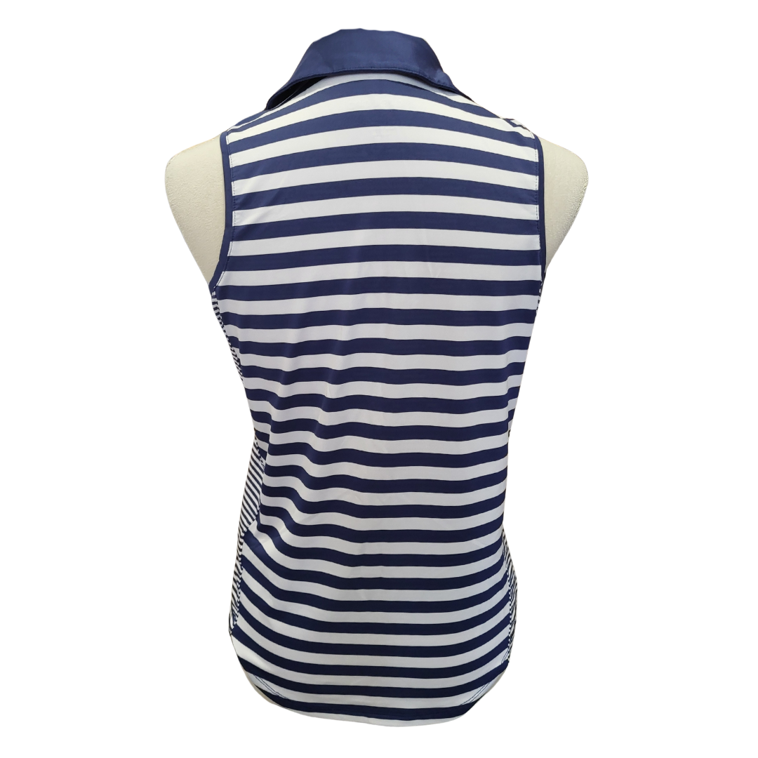 Kate Lord Navy & White Striped Sleeveless Top w/ Logo Size S - 0
