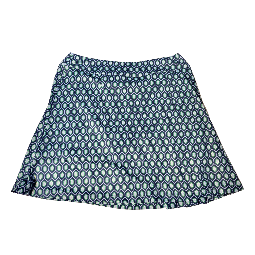 Scratch Seventy Blue, Green and Light Blue Hexagon Print Golf Skort Size S MSP$80