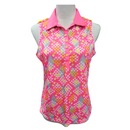 Golf American Neon Pink, Gray & Yellow Geometric Triangle Print Sleeveless Top Size M-3