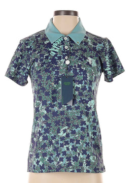 New William Murray Women's Nav& & Green Floral Golf Polo Size S MSP$85