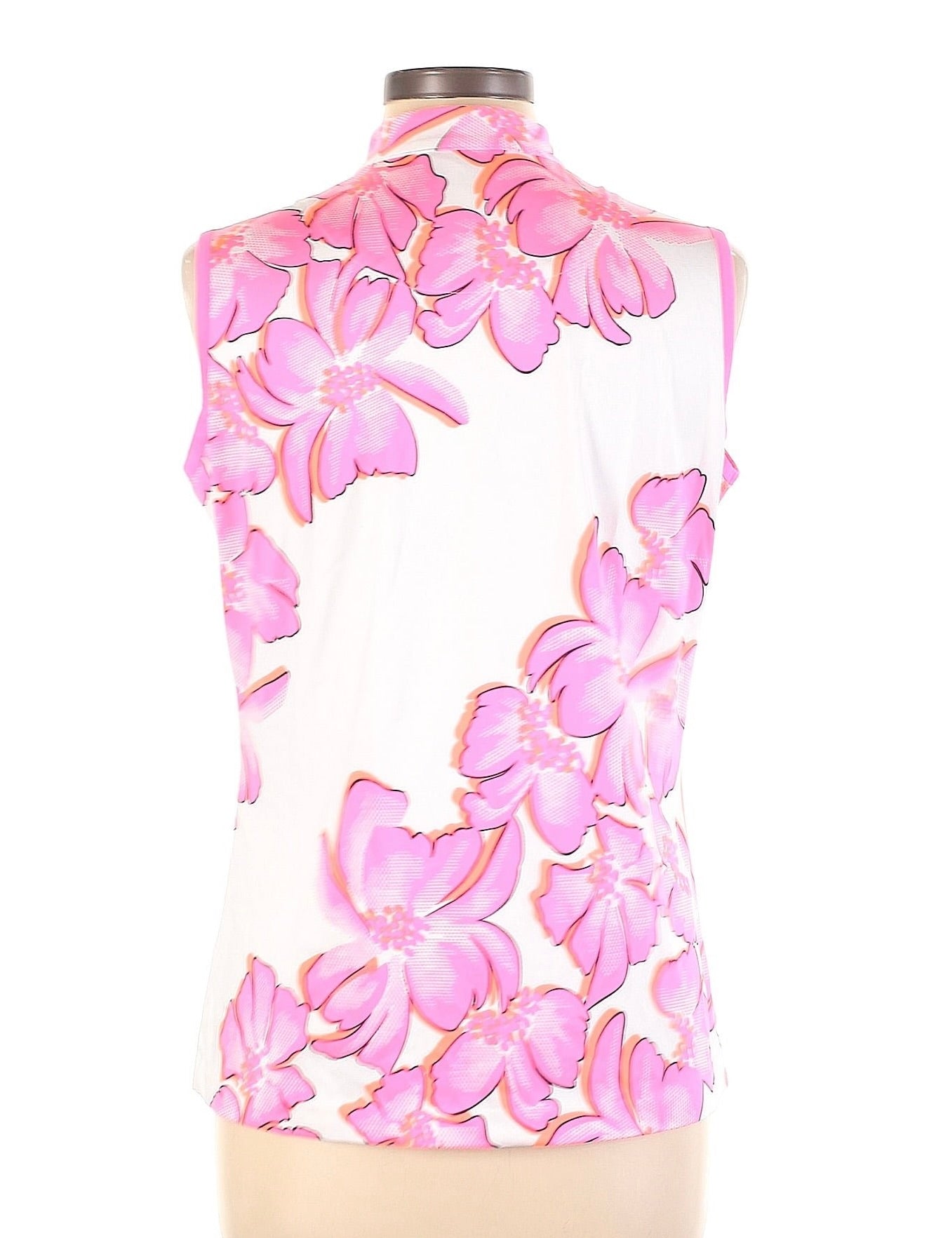 Tail Women's White & Bright Pink Floral Sleeveless Golf Top Size L MSP$92 - 0