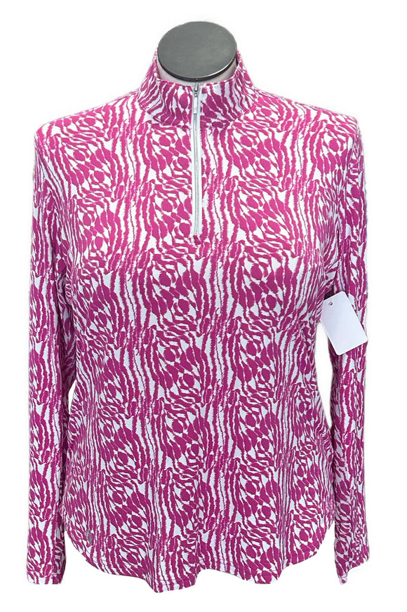 GGBlue Fuchsia & White Animal Print Long Sleeve Sunshirt Size XL MSP$110